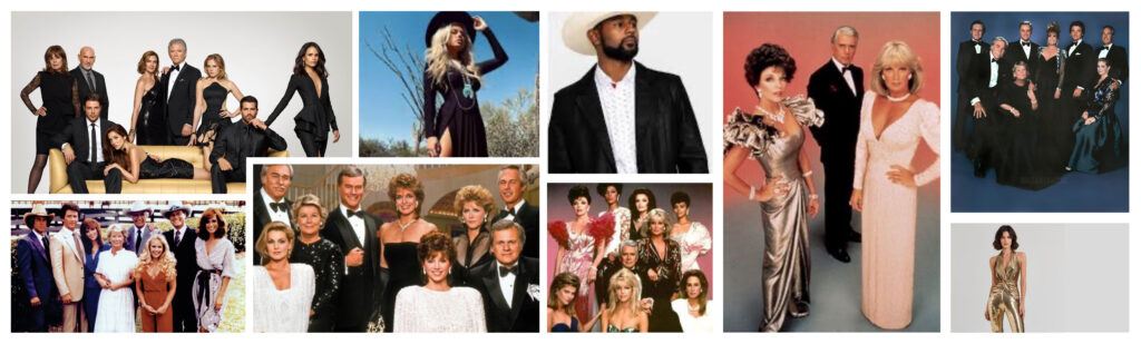 Ball Mood Board displaying various glamorous western fashion styles ranging from the 70s to now